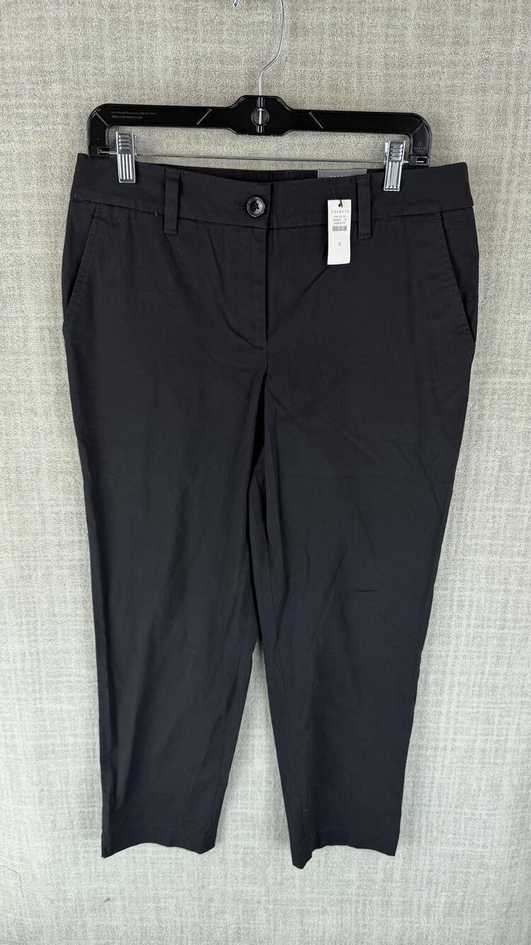 Talbots Pants Womens 6 Black Slim Perfect Crop Tapered Twill 25 Inseam NWT